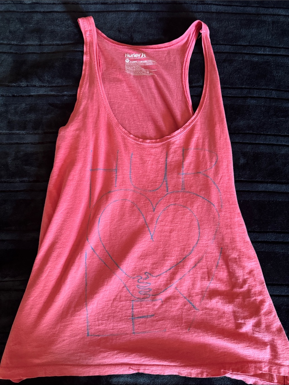 Hurley Pink Graphic Heart Racerback Tank